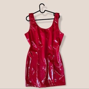 Latex red mini dress